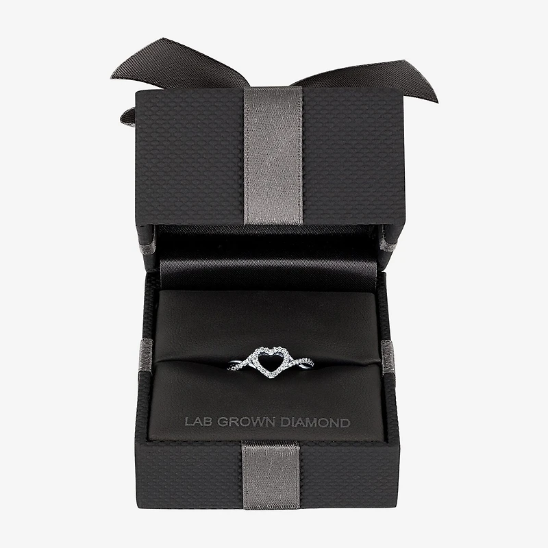 Heart (Gh / Si2 I1) Womens 1/6 CT. T.W. Lab Grown White Diamond 10K Gold Cocktail Ring