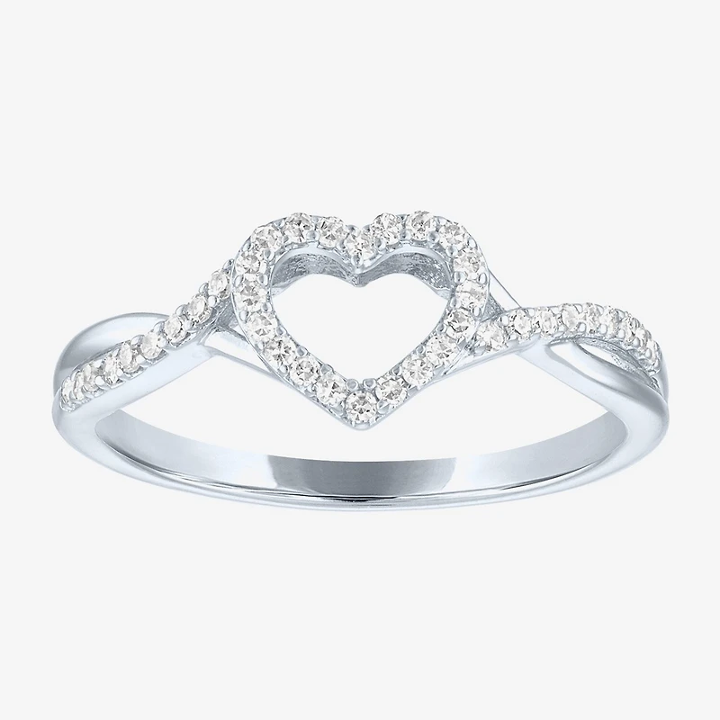 Heart (Gh / Si2 I1) Womens 1/6 CT. T.W. Lab Grown White Diamond 10K Gold Cocktail Ring