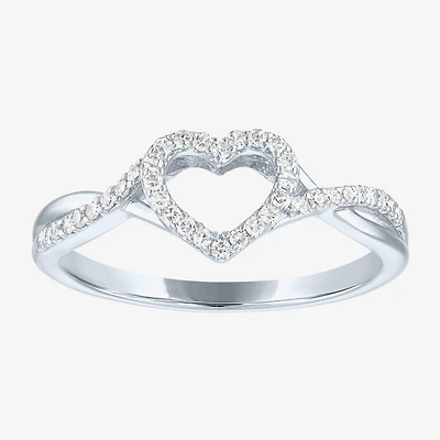 Heart (Gh / Si2 I1) Womens 1/6 CT. T.W. Lab Grown White Diamond 10K Gold Cocktail Ring