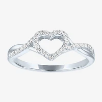 Heart (Gh / Si2 I1) Womens 1/6 CT. T.W. Lab Grown White Diamond 10K Gold Cocktail Ring