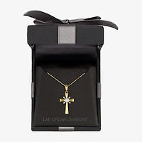 Si2-I1/G-H) Womens / CT. T.W. Lab Grown White Diamond 10K Gold Cross 18 Inch Pendant Necklace
