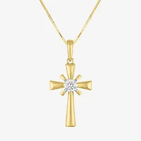 Si2-I1/G-H) Womens / CT. T.W. Lab Grown White Diamond 10K Gold Cross 18 Inch Pendant Necklace