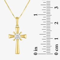 Si2-I1/G-H) Womens / CT. T.W. Lab Grown White Diamond 10K Gold Cross 18 Inch Pendant Necklace