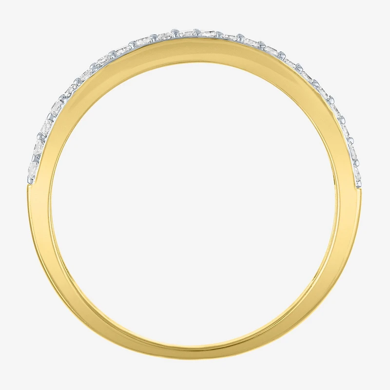 (G-H/ Si2-I1) Womens 2MM 1/6 CT. T.W. Lab Grown White Diamond 10K Gold Heart Anniversary Wedding Band
