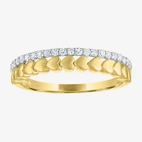 (G-H/ Si2-I1) Womens 2MM 1/6 CT. T.W. Lab Grown White Diamond 10K Gold Heart Anniversary Wedding Band
