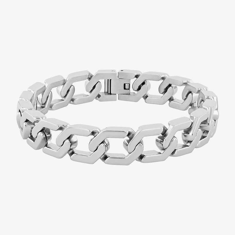 Mens Stainless Steel Solid 8 3/4 Inch Link Bracelet