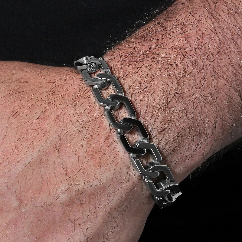 Mens Stainless Steel Solid 8 3/4 Inch Link Bracelet