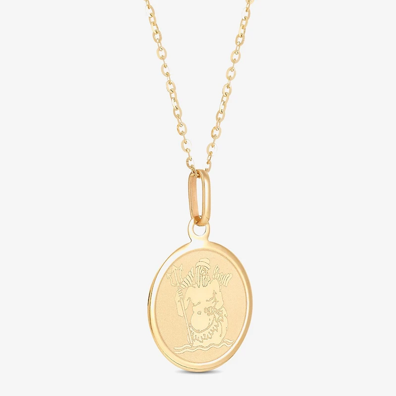 LIMITED QUANTITIES! Womens 14K Gold Round 18 Inch Zodiac Pendant Necklace