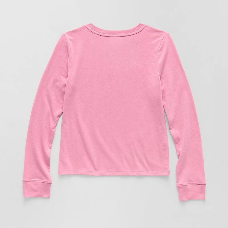 Thereabouts Little & Big Kid Girls Crew Neck Long Sleeve Regular Fit Graphic T-Shirt