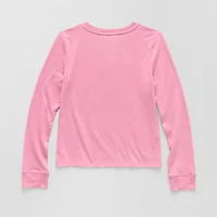 Thereabouts Little & Big Kid Girls Crew Neck Long Sleeve Regular Fit Graphic T-Shirt