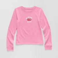 Thereabouts Little & Big Kid Girls Crew Neck Long Sleeve Regular Fit Graphic T-Shirt