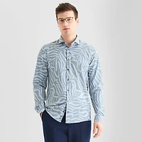 J. Ferrar Ultra Comfort Mens Long Sleeve Regular Fit Wrinkle Free Button-Down Shirt