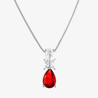 Womens Gemstone Sterling Silver Pear Pendant Necklace