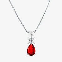 Womens Gemstone Sterling Silver Pear Pendant Necklace