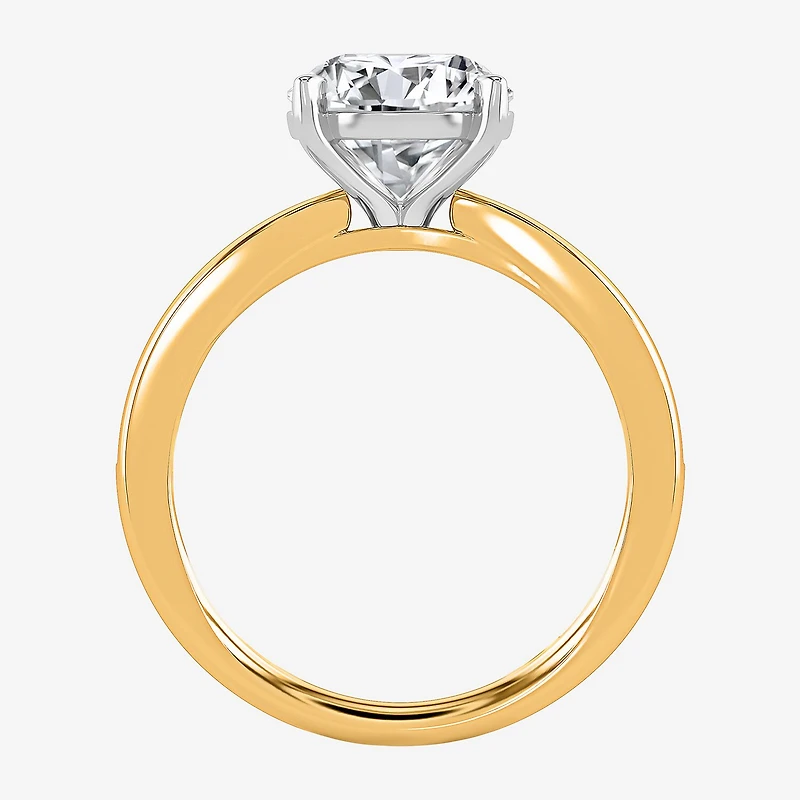 (I / Si2) Womens 3 CT. T.W. Lab Grown White Diamond Round Side Stone Engagement Ring