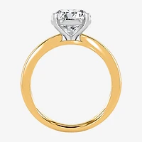 (I / Si2) Womens 3 CT. T.W. Lab Grown White Diamond Round Side Stone Engagement Ring