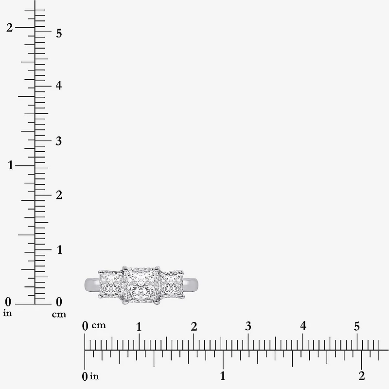(I / Si2) Womens 2 CT. T.W. Lab Grown White Diamond 3-Stone Engagement Ring