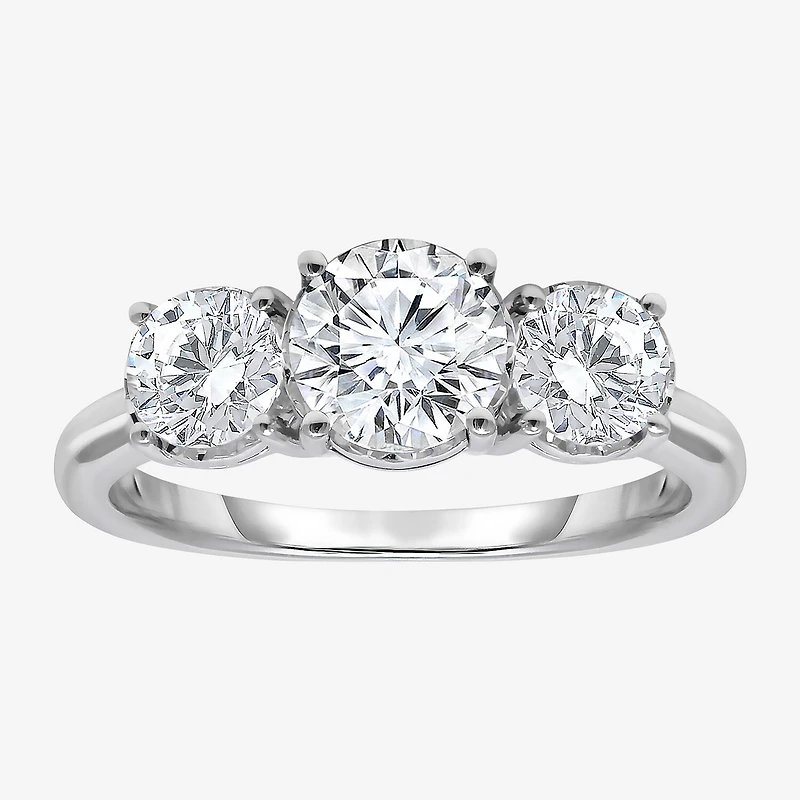 (I / Si2) Womens 2 CT. T.W. Lab Grown White Diamond Round 3-Stone Engagement Ring