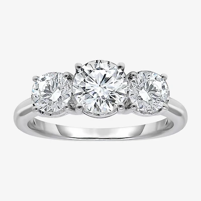(I / Si2) Womens 2 CT. T.W. Lab Grown White Diamond Round 3-Stone Engagement Ring