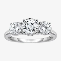 (I / Si2) Womens 2 CT. T.W. Lab Grown White Diamond Round 3-Stone Engagement Ring