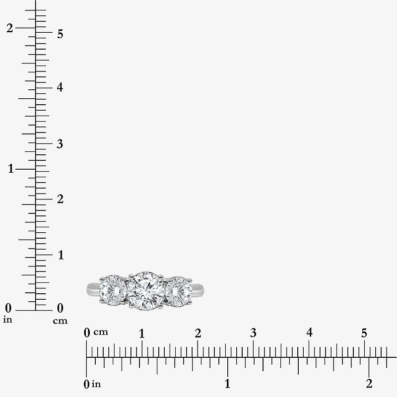 (I / Si2) Womens 2 CT. T.W. Lab Grown White Diamond Round 3-Stone Engagement Ring