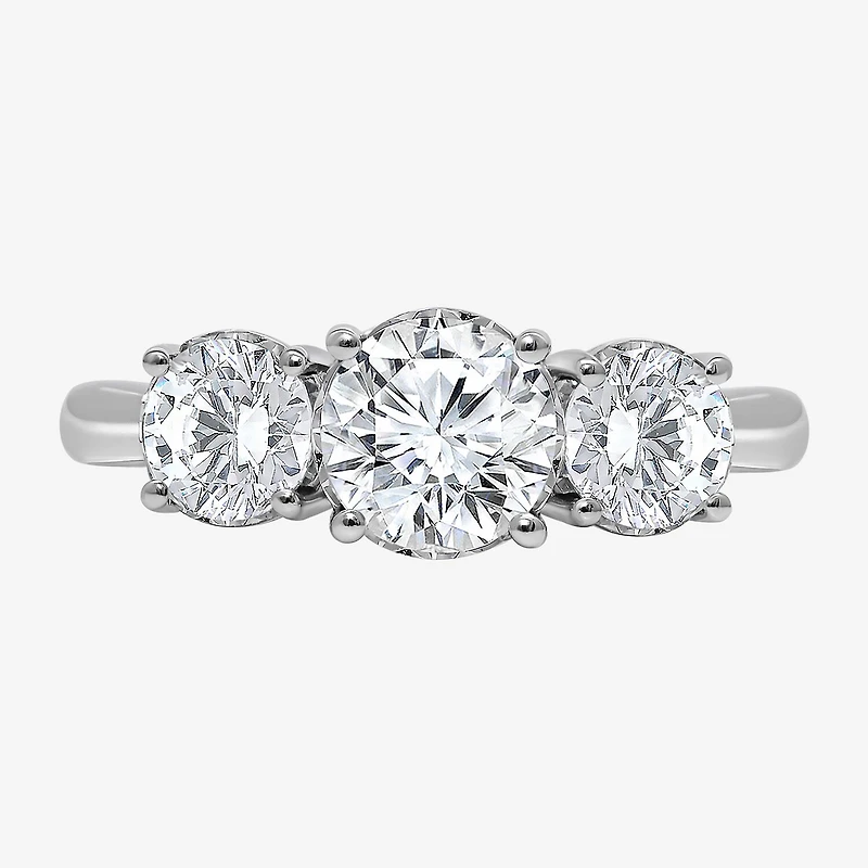 (I / Si2) Womens 2 CT. T.W. Lab Grown White Diamond Round 3-Stone Engagement Ring