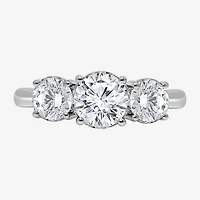 (I / Si2) Womens 2 CT. T.W. Lab Grown White Diamond Round 3-Stone Engagement Ring