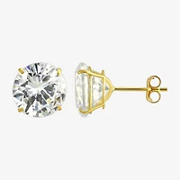 White Cubic Zirconia 14K Gold 9mm Round Stud Earrings