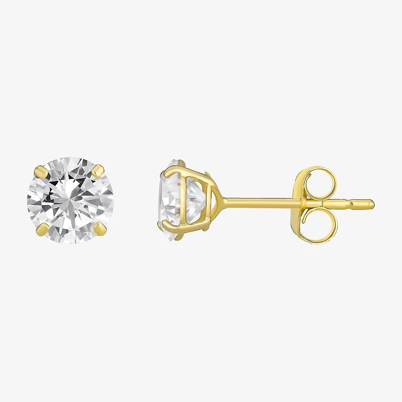 Womens Cubic Zirconia 14K Gold Round 2 Pair Earring Set