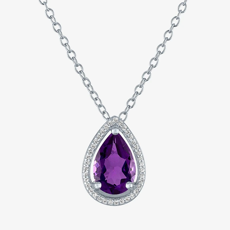 2-pc.Birthstone Necklace Set Pure Silver Over Brass