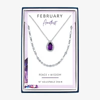 2-pc.Birthstone Necklace Set Pure Silver Over Brass