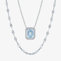 2-pc.Birthstone Necklace Set Pure Silver Over Brass