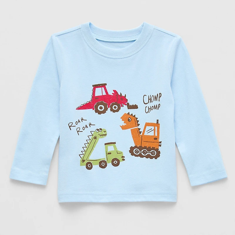 Okie Dokie Baby Boys Crew Neck Long Sleeve Regular Fit Graphic T-Shirt