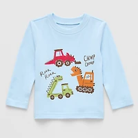 Okie Dokie Baby Boys Crew Neck Long Sleeve Regular Fit Graphic T-Shirt