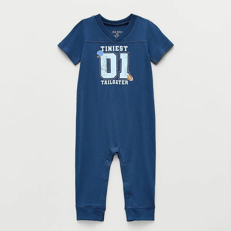 Okie Dokie Baby Boys V Neck Short Sleeve Jumpsuit