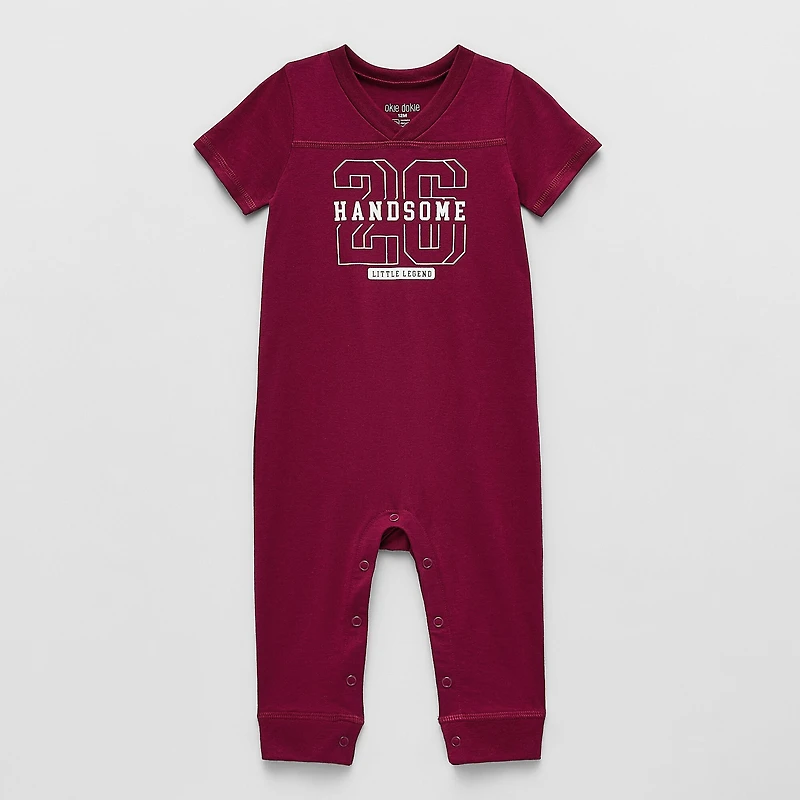 Okie Dokie Baby Boys V Neck Short Sleeve Jumpsuit