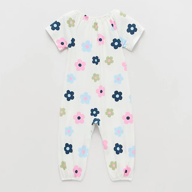 Okie Dokie Baby Girls Crew Neck Short Sleeve Jumpsuit