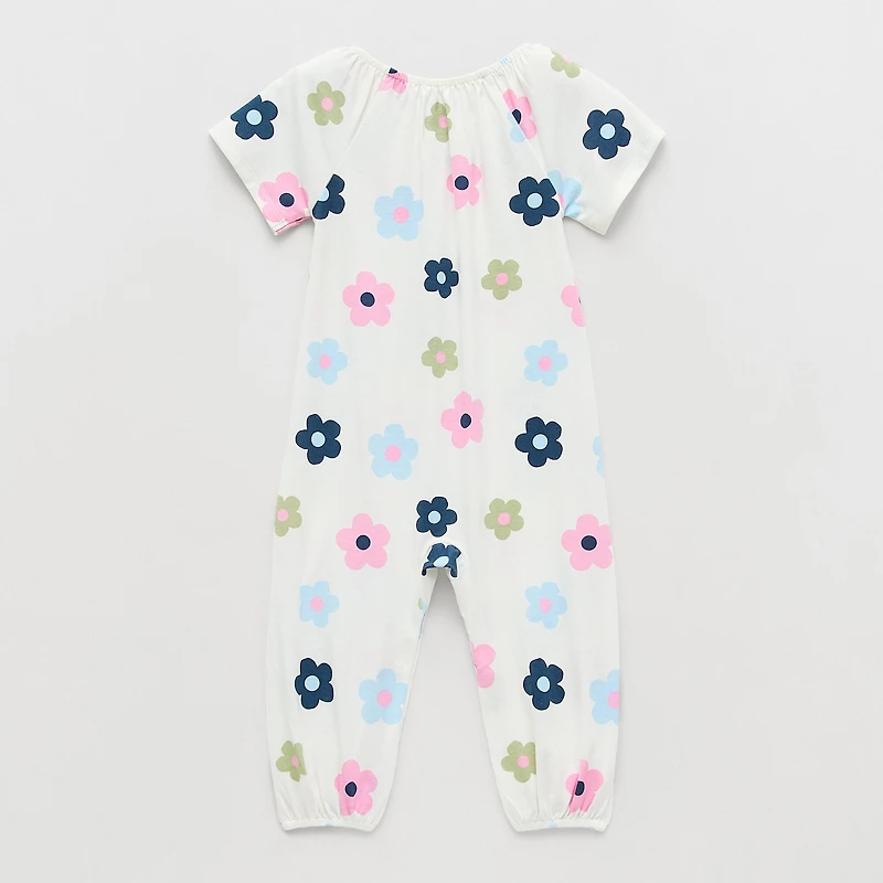 Okie Dokie Baby Girls Crew Neck Short Sleeve Jumpsuit