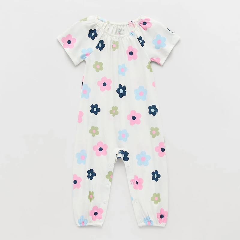 Okie Dokie Baby Girls Crew Neck Short Sleeve Jumpsuit