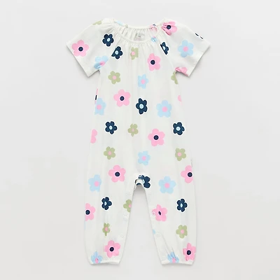 Okie Dokie Baby Girls Crew Neck Short Sleeve Jumpsuit