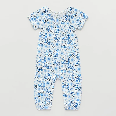 Okie Dokie Baby Girls Crew Neck Short Sleeve Jumpsuit