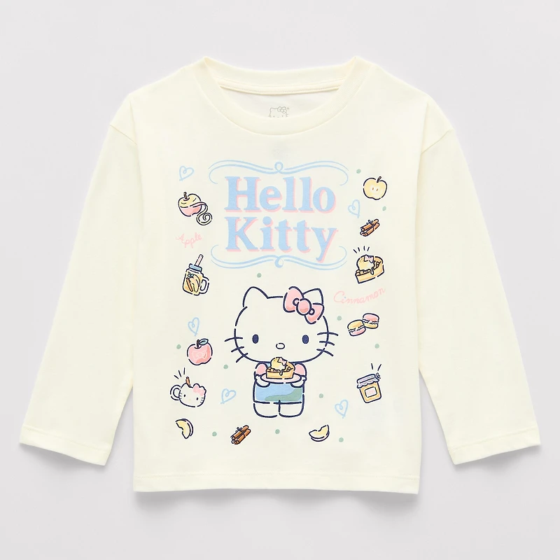 Toddler Girls Crew Neck Long Sleeve Regular Fit Hello Kitty Graphic T-Shirt