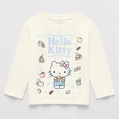 Toddler Girls Crew Neck Long Sleeve Regular Fit Hello Kitty Graphic T-Shirt