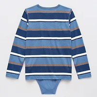 Thereabouts Little & Big Kid Boys Bodysuit Closure Easy-on + Easy-off Adaptive Crew Neck Long Sleeve