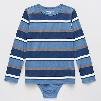 Thereabouts Little & Big Kid Boys Bodysuit Closure Easy-on + Easy-off Adaptive Crew Neck Long Sleeve