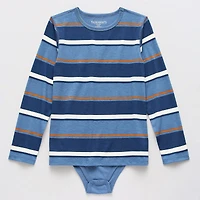 Thereabouts Little & Big Kid Boys Bodysuit Closure Easy-on + Easy-off Adaptive Crew Neck Long Sleeve