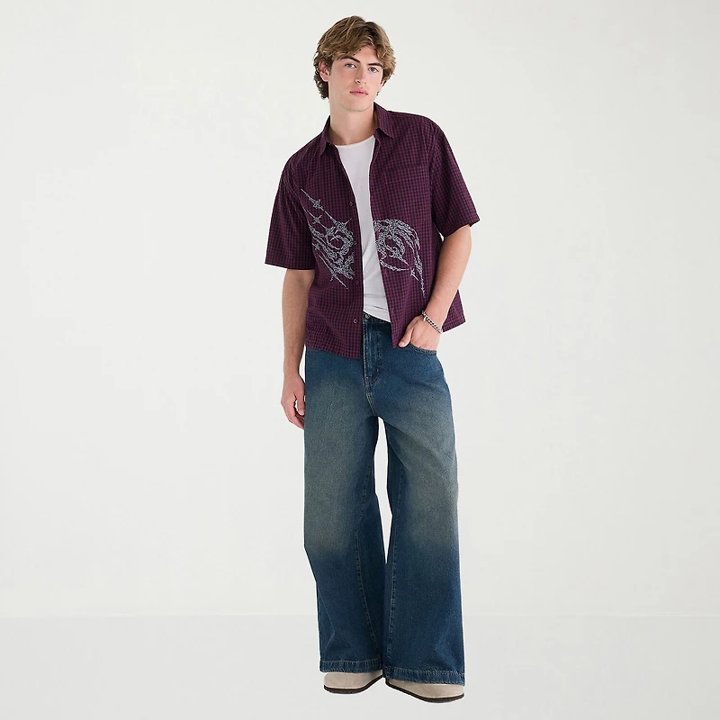 AEROPOSTALE Mens Short Sleeve Boxy Fit Button-Down Shirt
