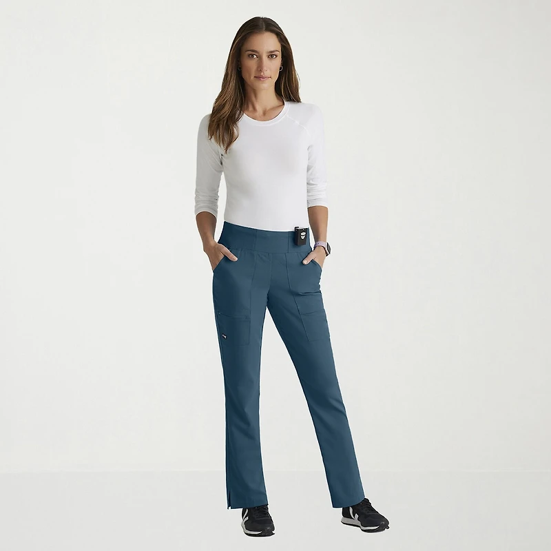 Grey's Anatomy™ by Barco Spandex Stretch Direct Grsp633 Relay 5-Pocket Mid-Rise Straight Leg Womens Petite Fabric Moisture Wicking Wrinkle Resistant Scrub Pant