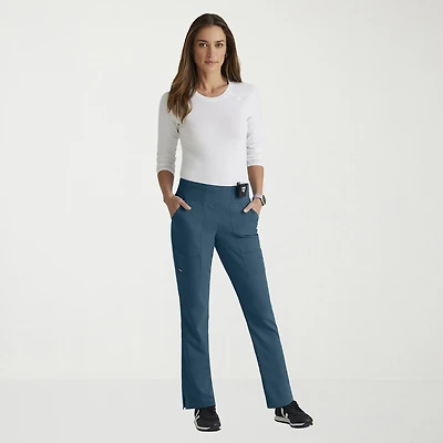 Grey's Anatomy™ by Barco Spandex Stretch Direct Grsp633 Relay 5-Pocket Mid-Rise Straight Leg Womens Petite Fabric Moisture Wicking Wrinkle Resistant Scrub Pant