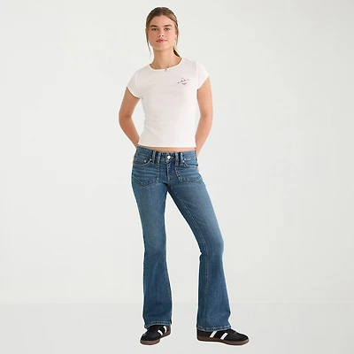 AEROPOSTALE Womens Juniors Low Rise Flare Leg Jean